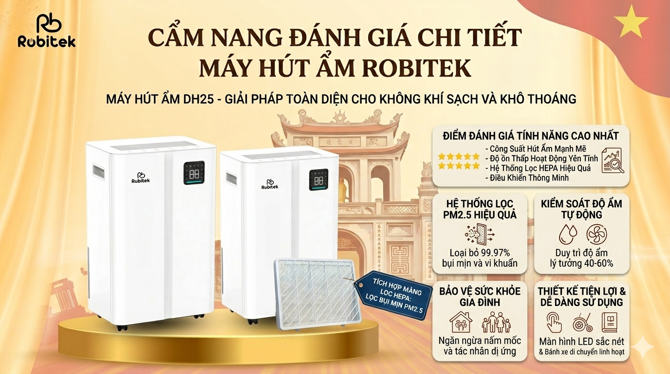 Đánh giá máy hút ẩm và lọc không khí Robitek DH25?